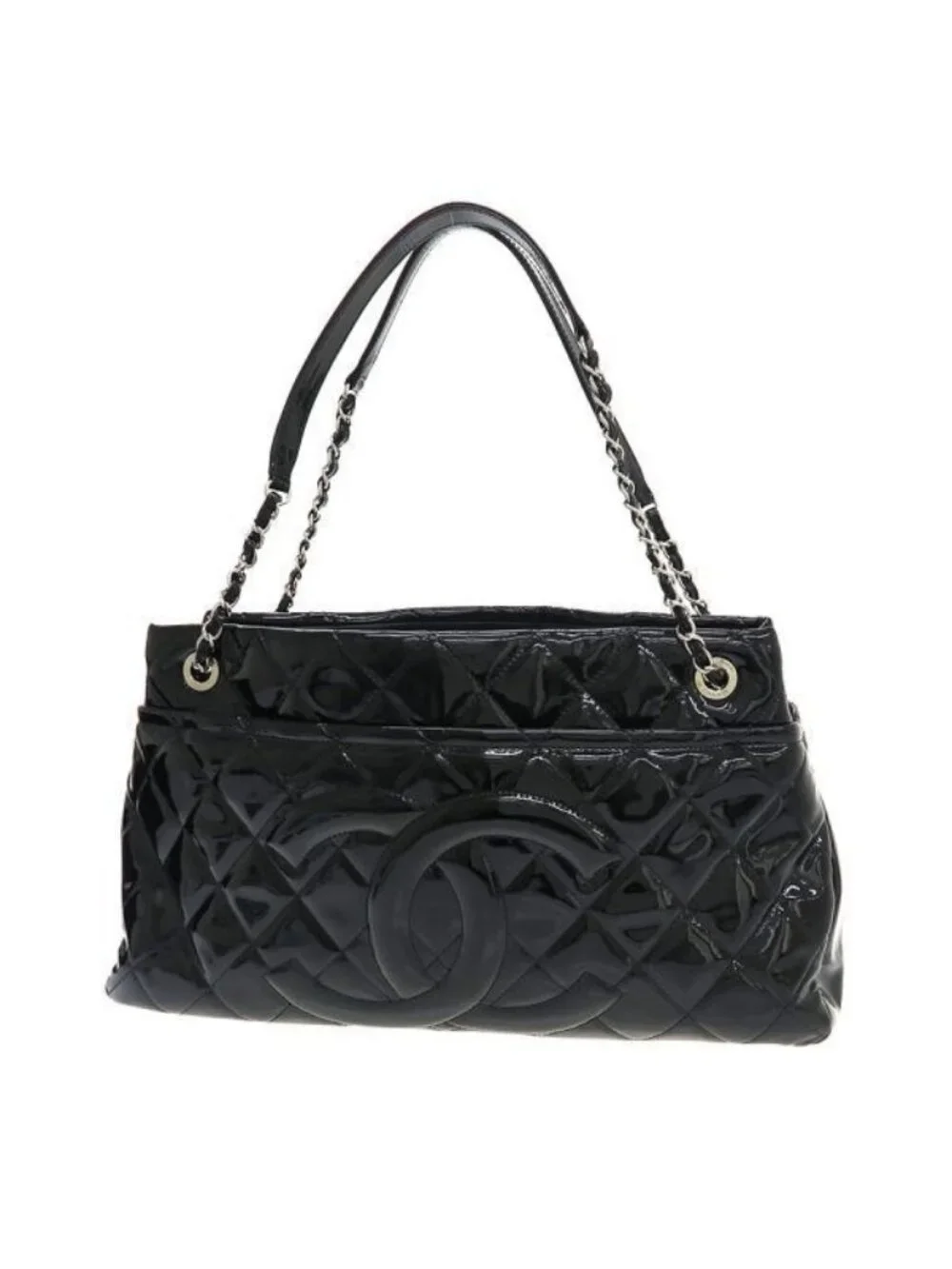 Chanel Patent Chain Shoulder Bag Black